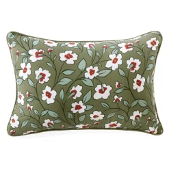 EMINZA Coussin rectangulaire gaze de coton (40 x 60 cm) Gaïa Marguerite Vert Romarin Outlet