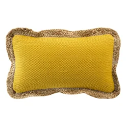 DOUCEUR D'INTERIEUR Coussin rectangulaire jute et coton (30 x 50 cm) Akina Jaune ocre Discount