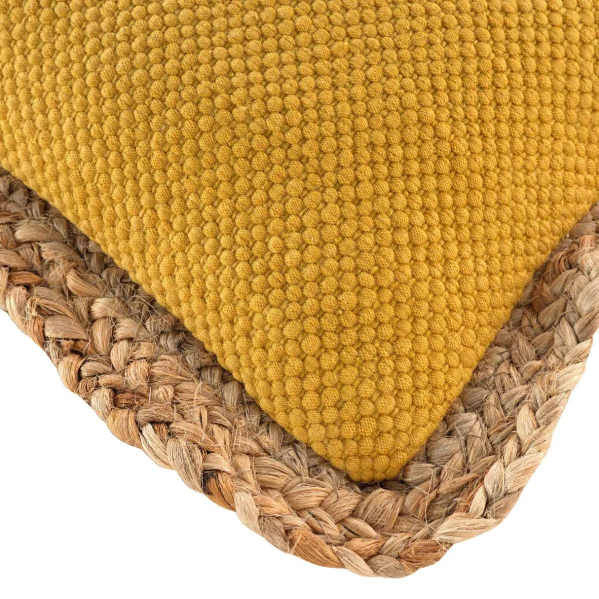 DOUCEUR D'INTERIEUR Coussin rectangulaire jute et coton (30 x 50 cm) Akina Jaune ocre Discount