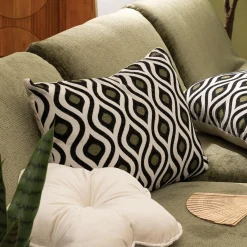Atmosphera, cru017dateur d'intu017drieur Coussin rectangulaire polycoton (35 x 58 cm) Twist Noir Outlet