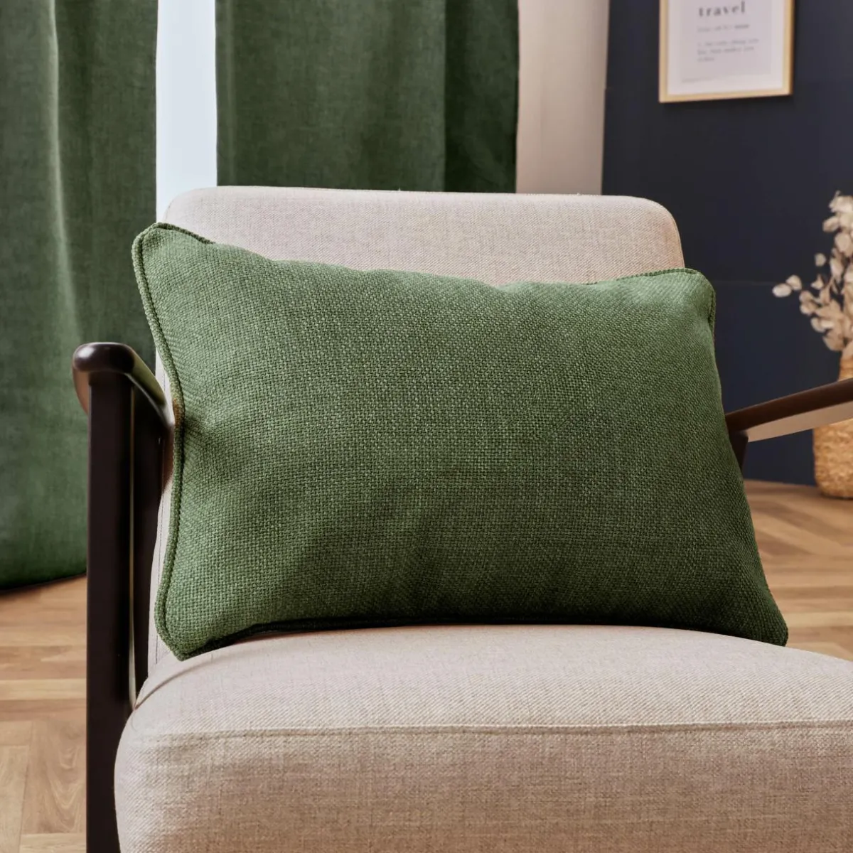 EMINZA Coussin rectangulaire tissé (40 x 60 cm) Alba Vert kaki Clearance