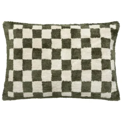 Atmosphera, cru017dateur d'intu017drieur Coussin rectangulaire tufté (38 x 58 cm) Damier Vert kaki Hot