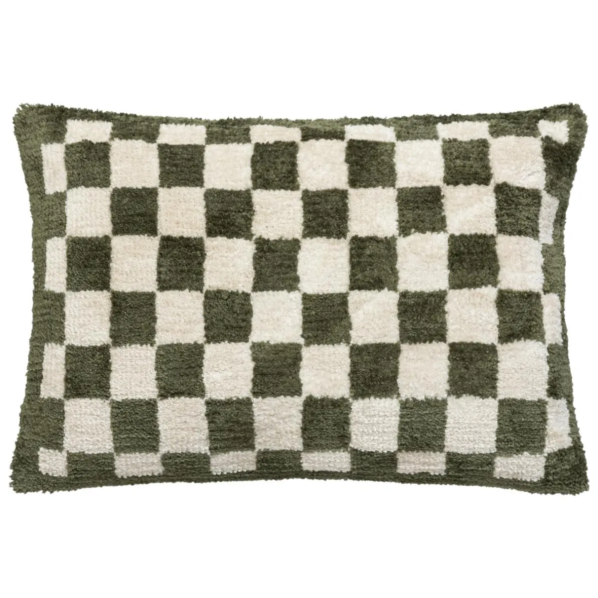 Atmosphera, cru017dateur d'intu017drieur Coussin rectangulaire tufté (38 x 58 cm) Damier Vert kaki Hot