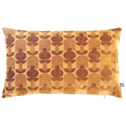 Atmosphera, cru017dateur d'intu017drieur Coussin rectangulaire velours (30 x 50 cm) Luna Jaune ocre Outlet