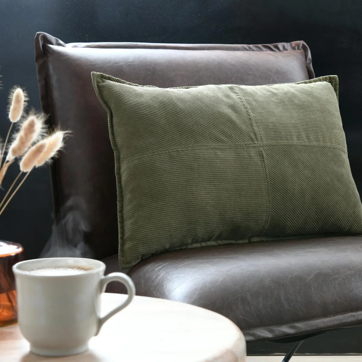 STOF Coussin rectangulaire velours (40 x 60 cm) Dandy Vert kaki Hot