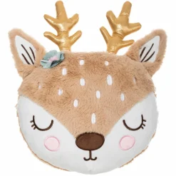 ATMOSPHERA Coussin rond enfant (30 cm) Tête de Biche Taupe Clearance