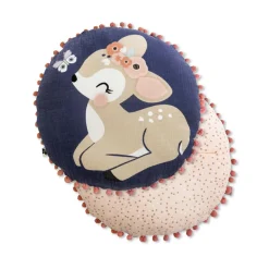 L'EFFET PAPILLON Coussin rond enfant coton (40 cm) Forêt enchantée Multicolore Discount
