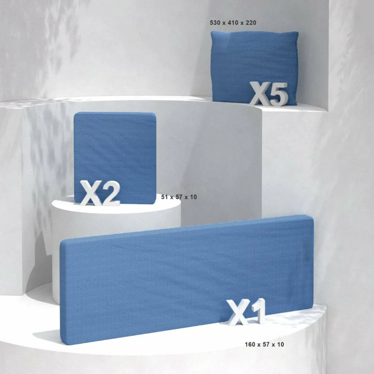 MOBELLIA Coussins de remplacement pour salon de jardin Calvi 5 places Bleu New