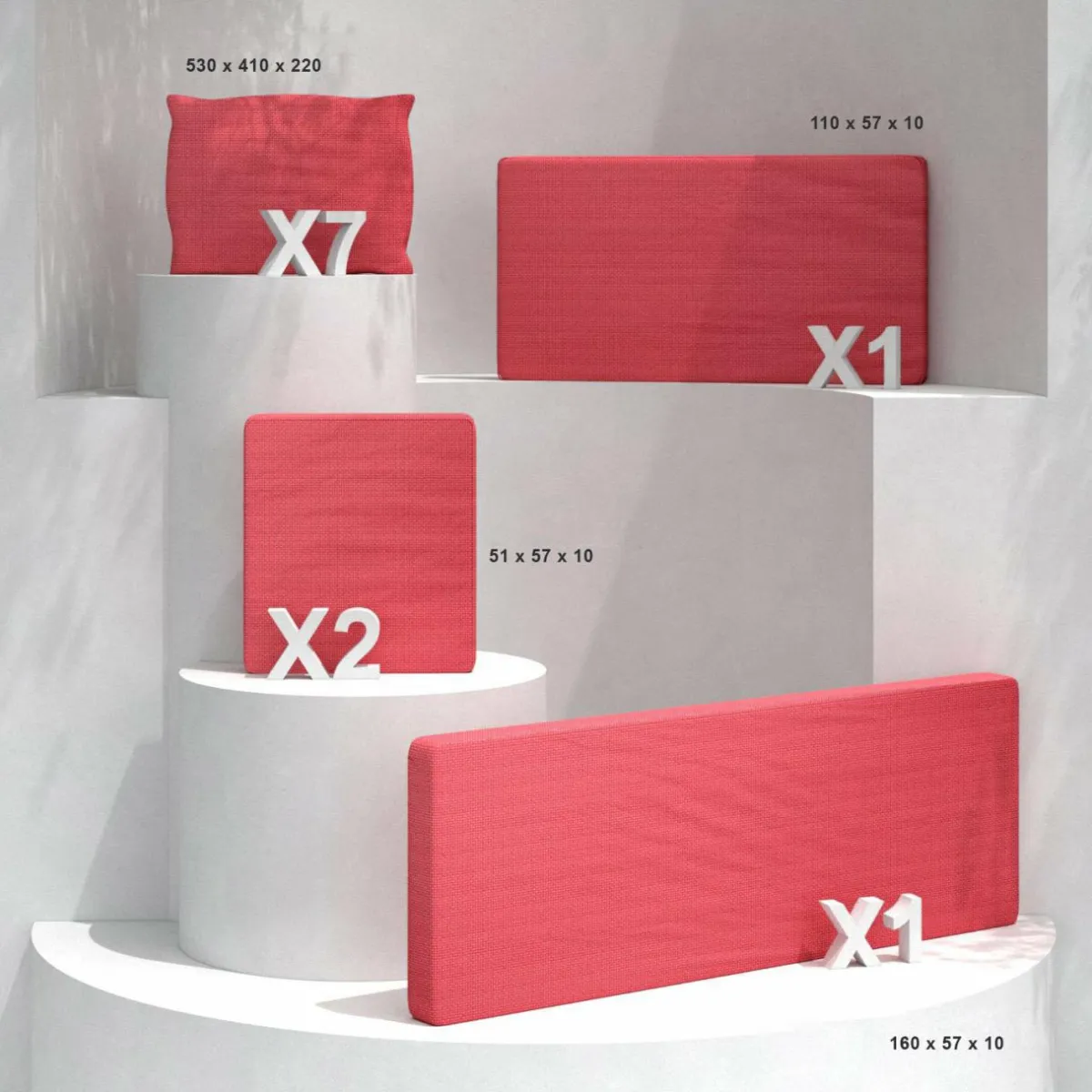 MOBELLIA Coussins de remplacement pour salon de jardin Calvi 7 places Rouge Outlet