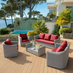 MOBELLIA Coussins de remplacement pour salon de jardin Calvi 7 places Rouge Outlet