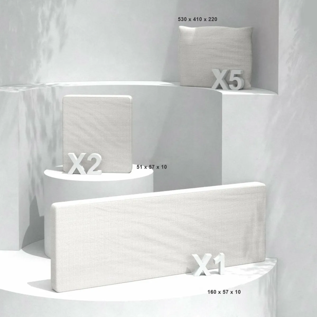 MOBELLIA Coussins de remplacement pour salon de jardin Calvi 5 places Blanc Best