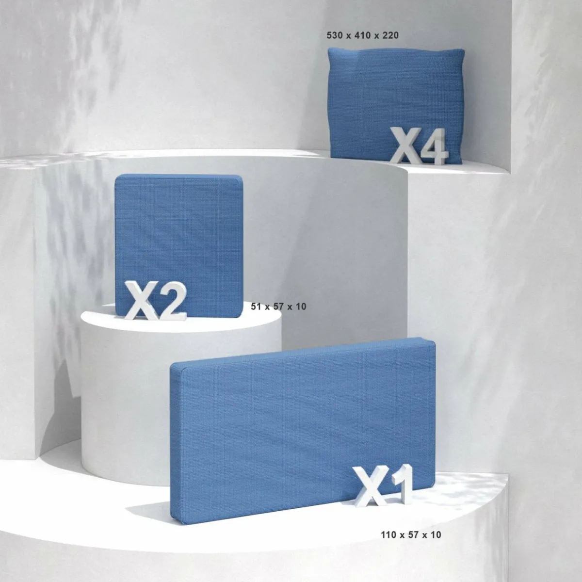 MOBELLIA Coussins de remplacement pour salon de jardin Calvi 4 places Bleu