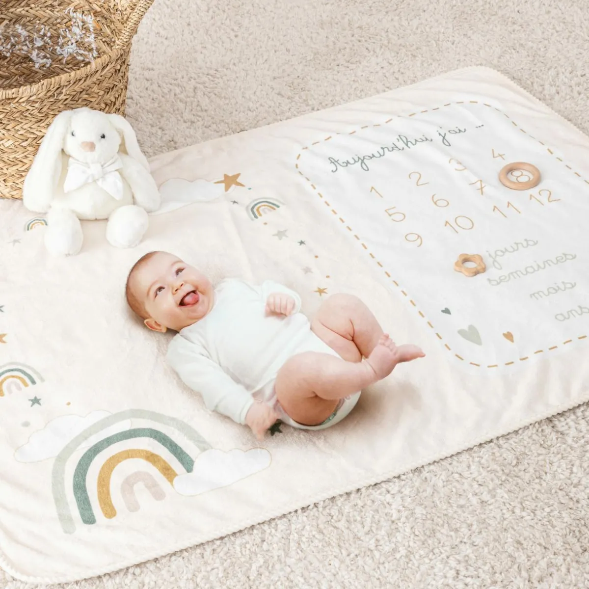 Atmosphera, cru017dateur d'intu017drieur Couverture étape bébé (120 x 80 cm) Arc en ciel Multicolore Hot