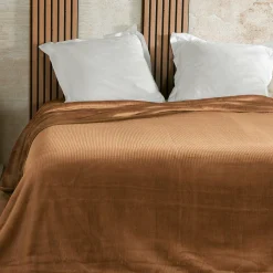 LINDER Couvre lit velours (240 x 260 cm) Gaufré Marron Hot
