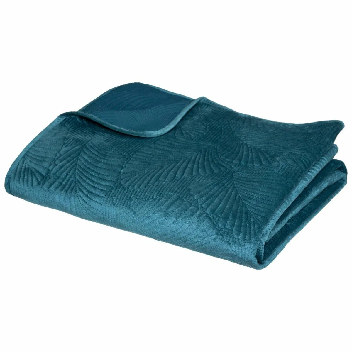 ATMOSPHERA Couvre-lit (260 x 240 cm) Feuilles Bleu canard New