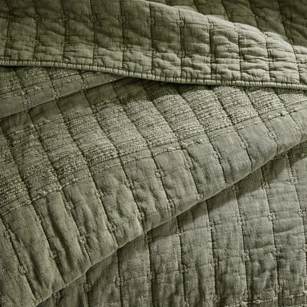 EMINZA Couvre-lit coton matelassé (220 x 240 cm) Lena Vert romarin Sale