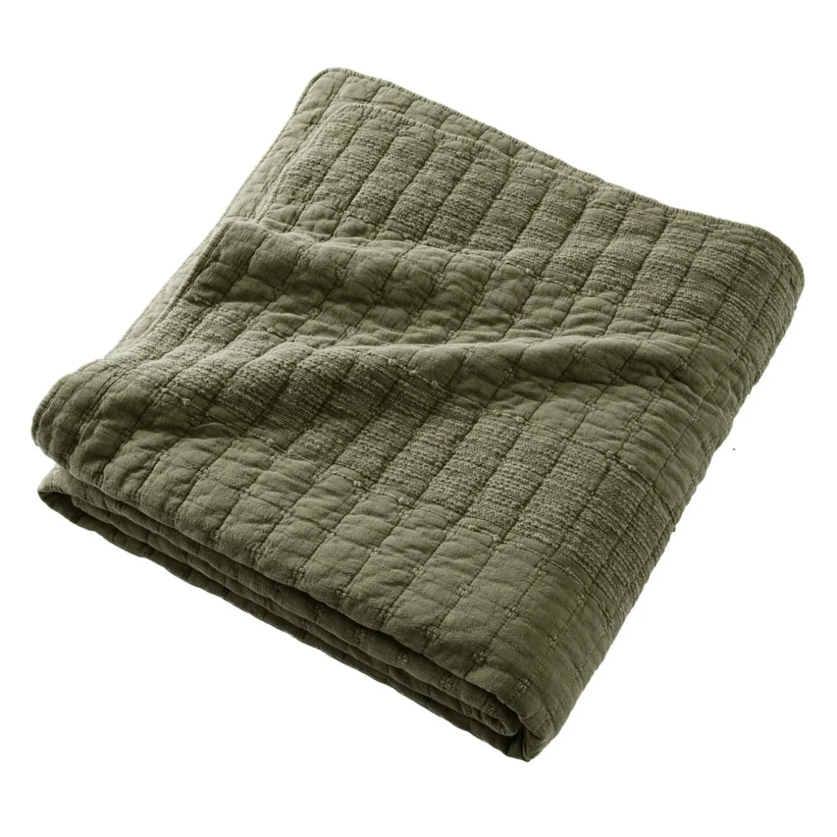 EMINZA Couvre-lit coton matelassé (220 x 240 cm) Lena Vert romarin Sale