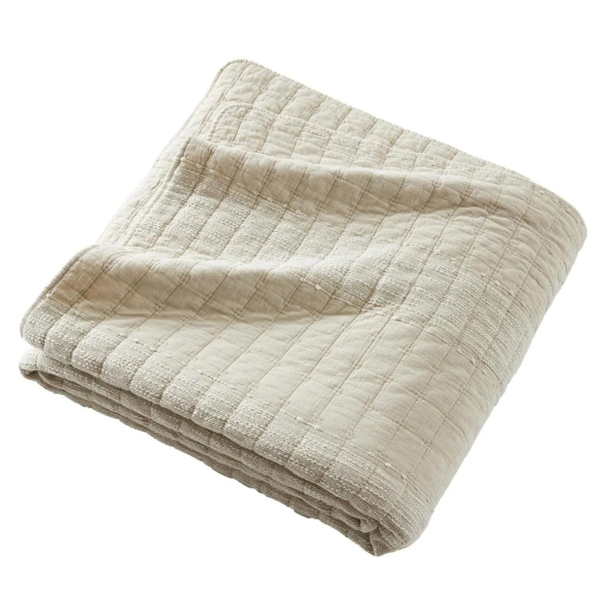 EMINZA Couvre-lit coton matelassé (240 x 260 cm) Lena sable Beige New