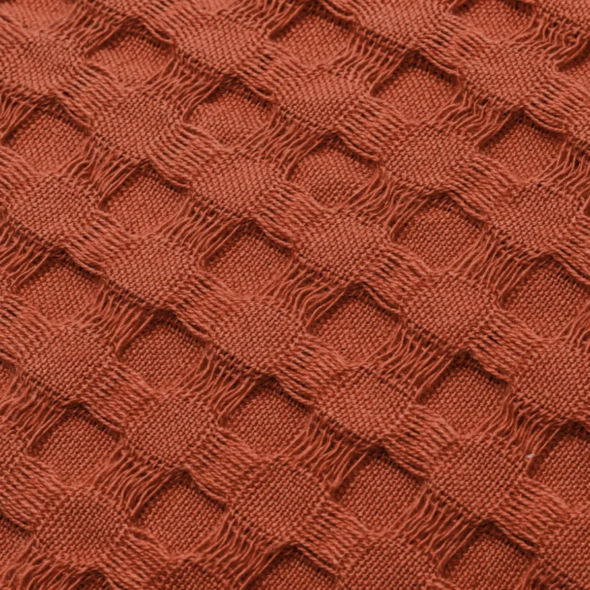 EMINZA Couvre-lit coton nid d'abeille (180 x 220 cm) Maya Terracotta Outlet