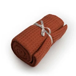 EMINZA Couvre-lit coton nid d'abeille (180 x 220 cm) Maya Terracotta Outlet