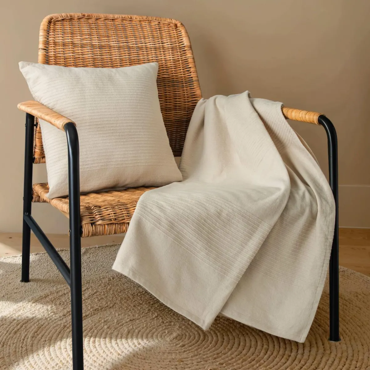 EMINZA Couvre-lit coton tissé (180 x 220 cm) Léa pampa Beige Online