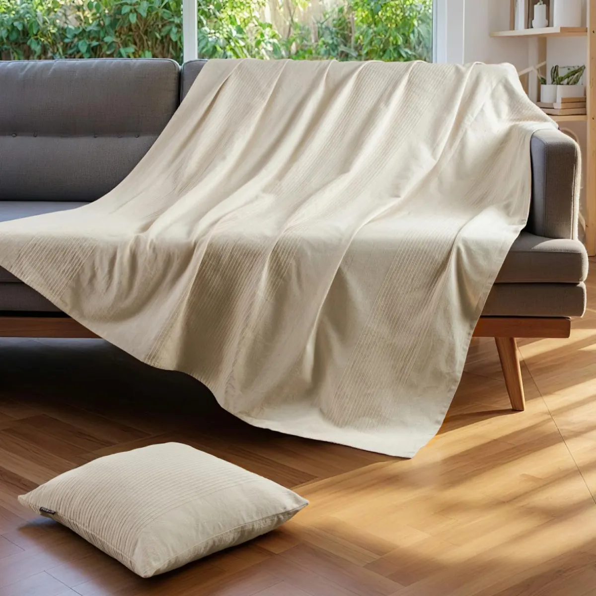 EMINZA Couvre-lit coton tissé (180 x 220 cm) Léa pampa Beige Online