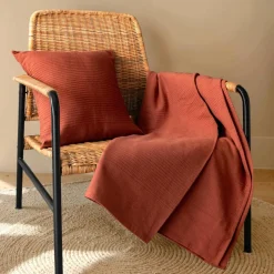 EMINZA Couvre-lit coton tissé (220 x 250 cm) Léa Terracotta Clearance