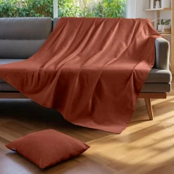 EMINZA Couvre-lit coton tissé (220 x 250 cm) Léa Terracotta Clearance