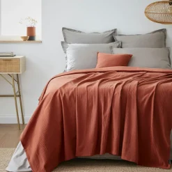 EMINZA Couvre-lit coton tissé (220 x 250 cm) Léa Terracotta Clearance