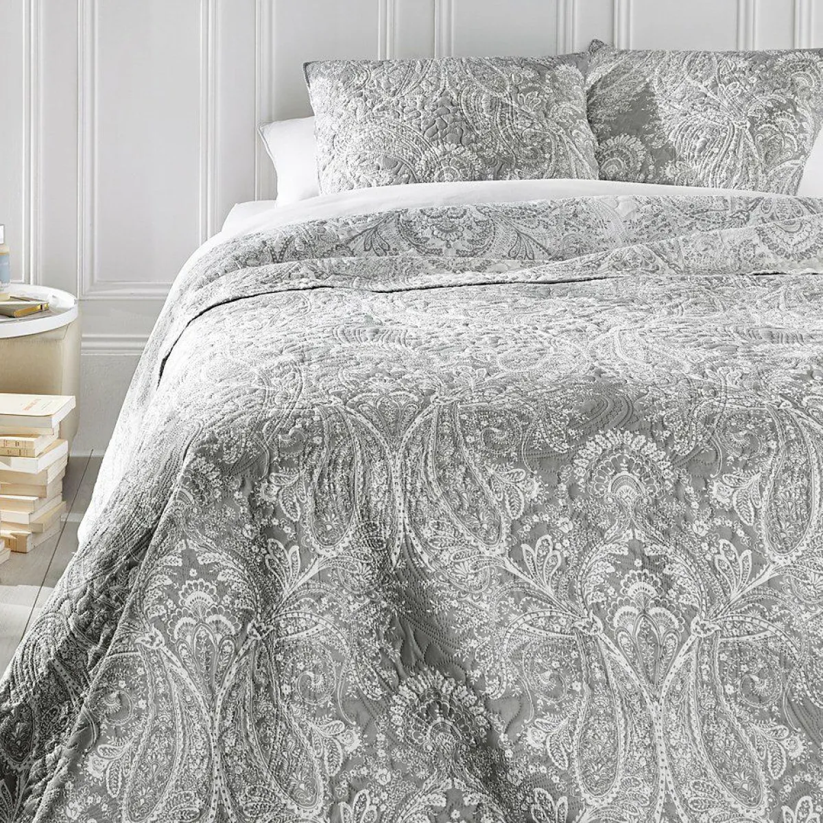 ATMOSPHERA Couvre-lit et taies d'oreiller (240 x 260 cm) Marie Gris clair Online