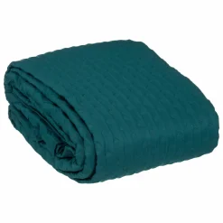 ATMOSPHERA Couvre-lit et taies d'oreiller (240 x 260 cm) Kalia Bleu canard Sale