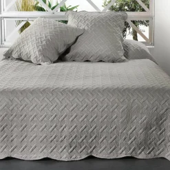 LINDER Couvre-lit et taies d'oreiller (250 x 260 cm) Californie clair Gris Outlet