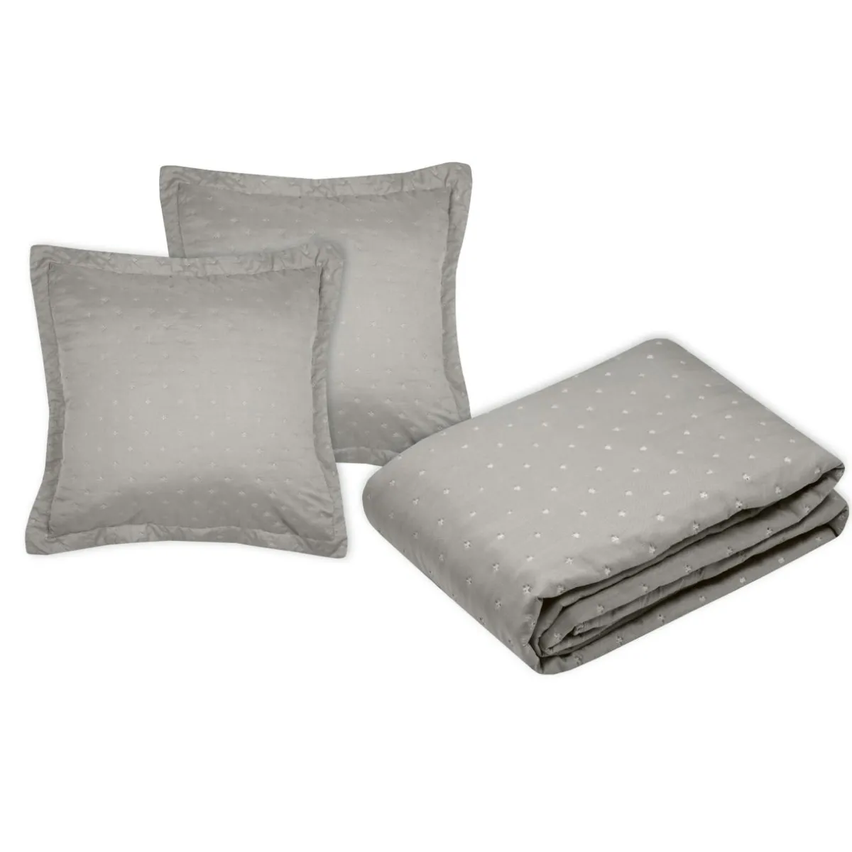 STOF Couvre-lit matelassé avec deux taies d'oreiller (260 x 240 cm) Cléo Taupe Sale