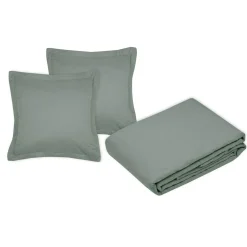STOF Couvre-lit matelassé et deux taies d'oreiller (240 x 220 cm) Cléo Vert sauge New
