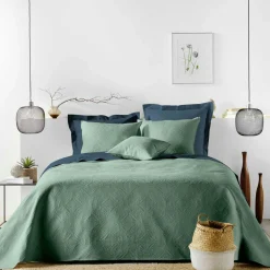 douceur d'intu017drieur Couvre-lit matelassé et deux taies d'oreiller (220 x 240 cm) Romane cédre Vert Hot