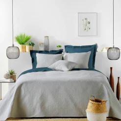 douceur d'intu017drieur Couvre-lit matelassé et deux taies d'oreiller (240 x 260 cm) Romane Gris Outlet