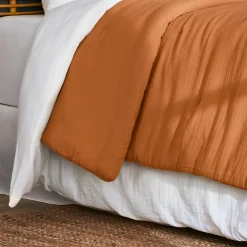EMINZA Couvre-lit matelassé gaze de coton (240 x 220 cm) Gaïa Abricot New