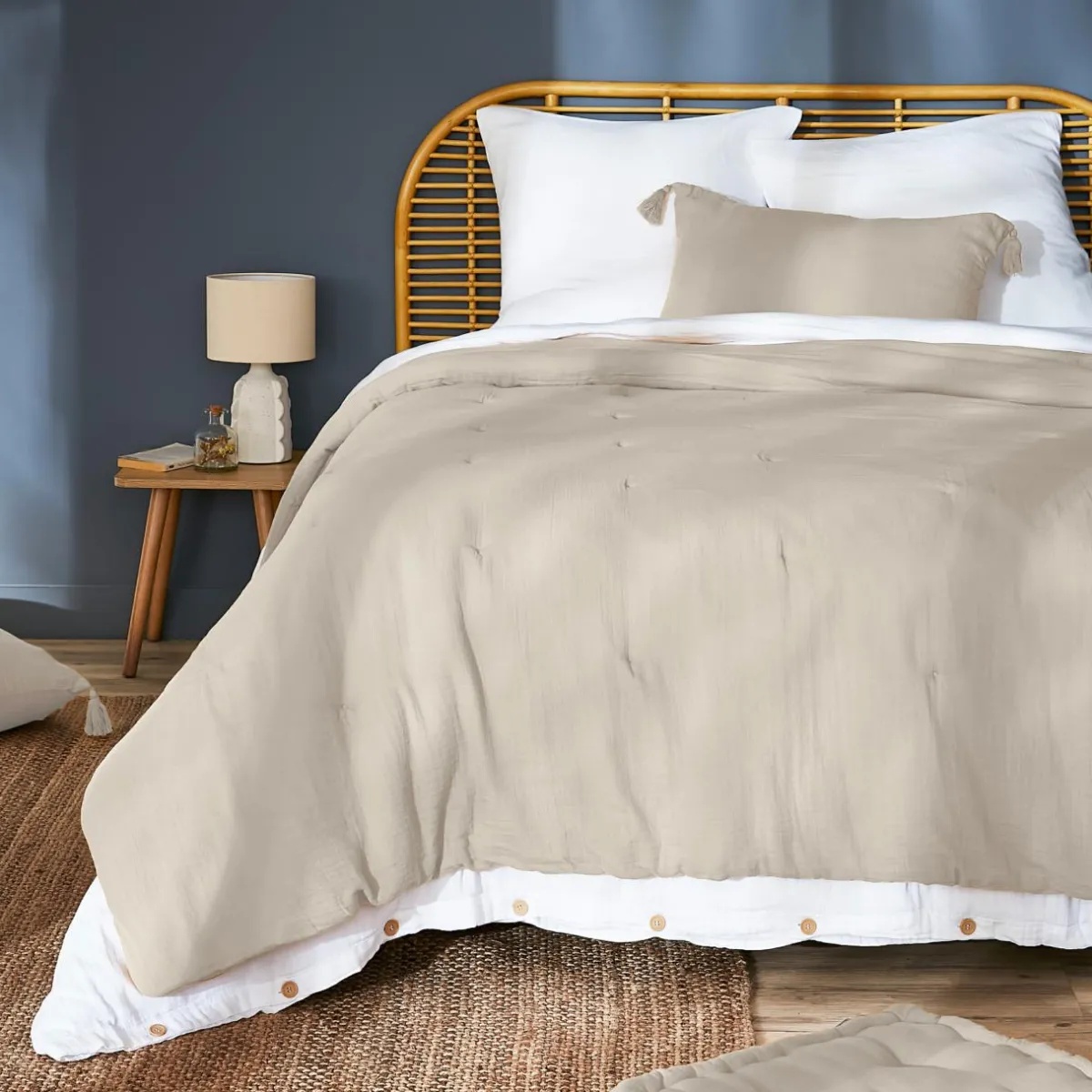 EMINZA Couvre-lit matelassé gaze de coton (240 x 220 cm) Gaïa pampa Beige Sale