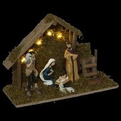 FEERIC LIGHTS Crèche de Noël complète et lumineuse (H30 cm) Sainte-Paloma Naturel Hot