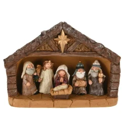 KOOPMAN Crèche de Noël complète (H18,5 cm) Sainte-Martine Marron Clearance