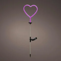KAEMINGK Décoration lumineuse Solaire à piquer au sol (H82 cm) Coeur néon Rose