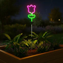 KAEMINGK Décoration lumineuse Solaire à piquer au sol (H70 cm) Tulipe néon Multicolore Clearance
