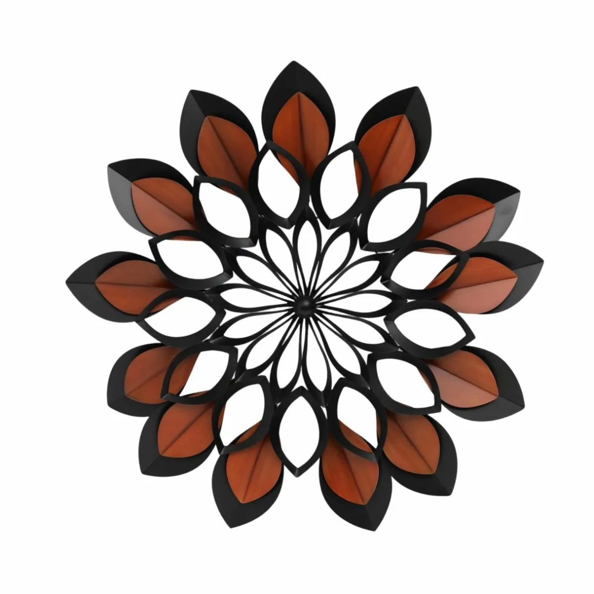 EMINZA Décoration murale en métal (D91 cm) Fleur et marron Noir Sale