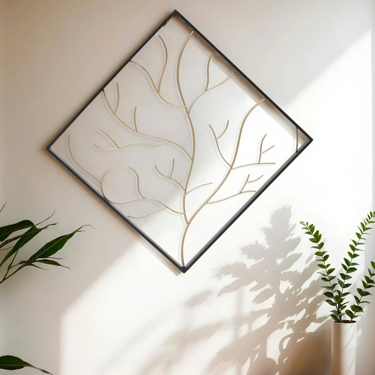 EMINZA Décoration murale en métal (H49,5 cm) Arbre contemporain et doré Noir