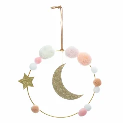 Atmosphera createur d'interieur for kids Décoration murale enfant métal (H21.5 cm) Lune Rose Clearance