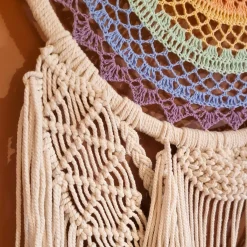 #N/A Décoration murale macramé (H110 cm) Attrape-rêve Arc-en-ciel Multicolore New