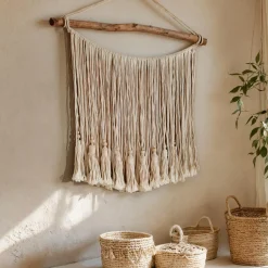 #N/A Décoration murale macramé (H40 cm) Pampille Beige