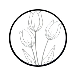 EMINZA Décoration murale ronde en métal (D46 cm) Tulipe Noir Online