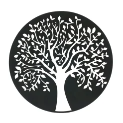 EMINZA Décoration murale ronde en métal (D60 cm) Arbre de vie Noir Discount