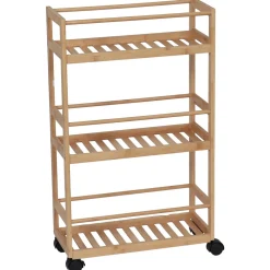 TENDANCE Desserte à roulettes 3 niveaux bambou (H75 cm) Harmonie Naturel Hot